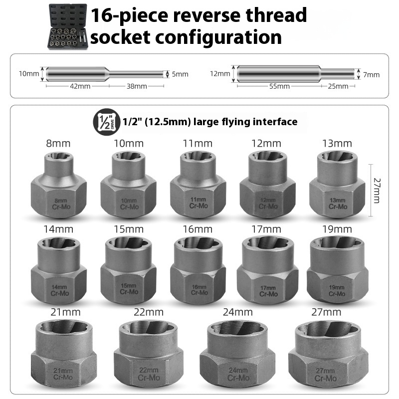 Reverse Tooth Sleeve Rust Damage Screw Extractor